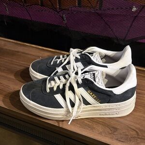 adidas Gazelle Platform Suede Sneakers - Black & White